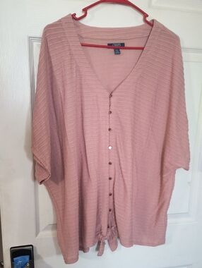 Chaps Mauve-Pink Knit Top with Tag Detail